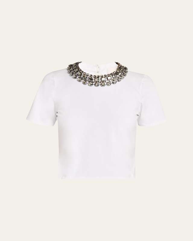 Cropped Crystal-Embellished Tee